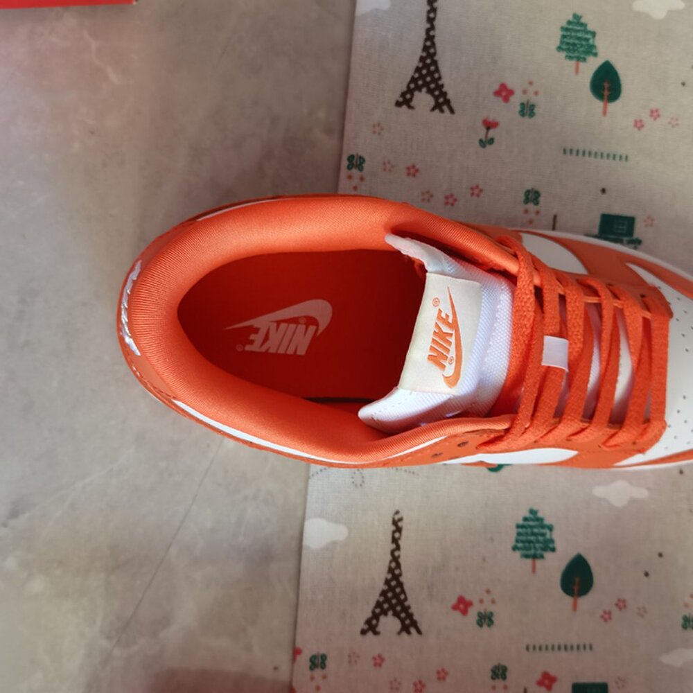 White And Orange Nike Dunk Low Sneakers - Picture 4 of 7